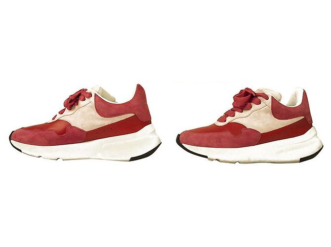 ALEXANDER MCQUEEN Baskets Basses Oversize Runner JOEY Rouge & rose layette taille 37,5 - vue 4