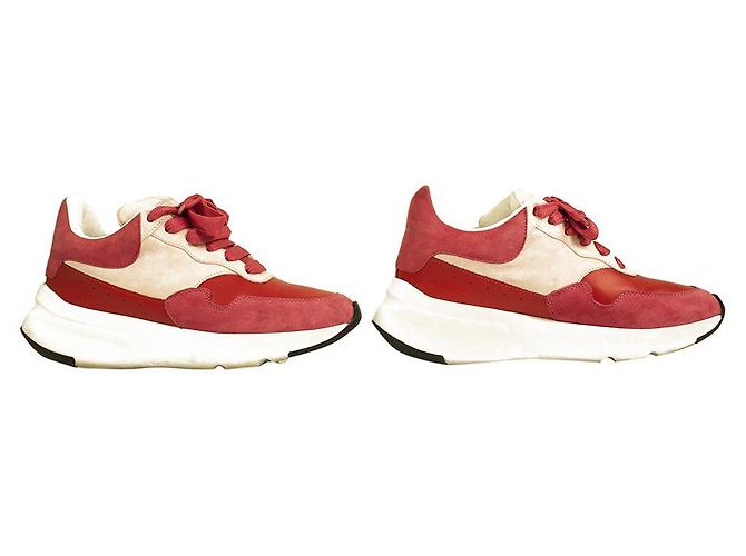 ALEXANDER MCQUEEN Baskets Basses Oversize Runner JOEY Rouge & rose layette taille 37,5 - vue 5