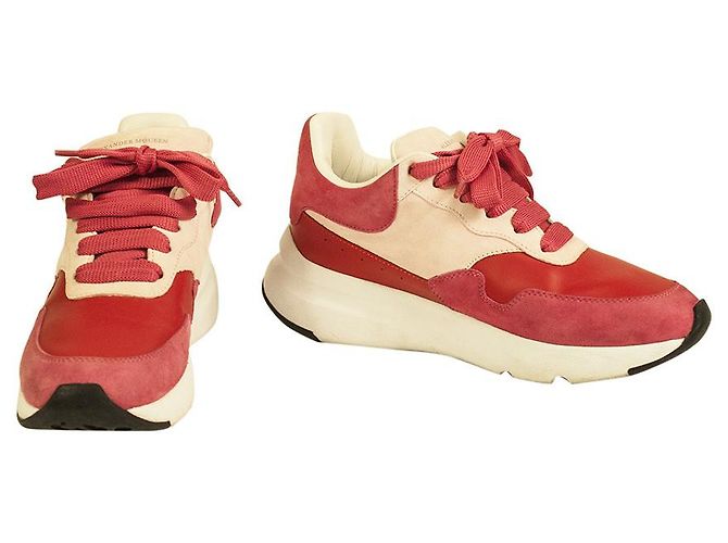 ALEXANDER MCQUEEN Baskets Basses Oversize Runner JOEY Rouge & rose layette taille 37,5 - vue 9