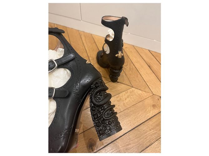Gucci Barbara serpent Pumps schwarz Leder 38 - Ansicht 8