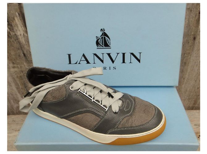 Lanvin Sneaker aus Leder grau Größe 44 - Ansicht 3