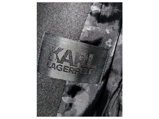 Giacca Karl Lagerfeld Boulson nera in lana e pelle - vista 3