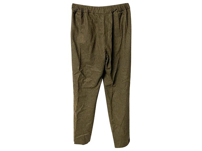 Calça Fendi Tailored com faixa lateral em lã virgem verde - vista 2