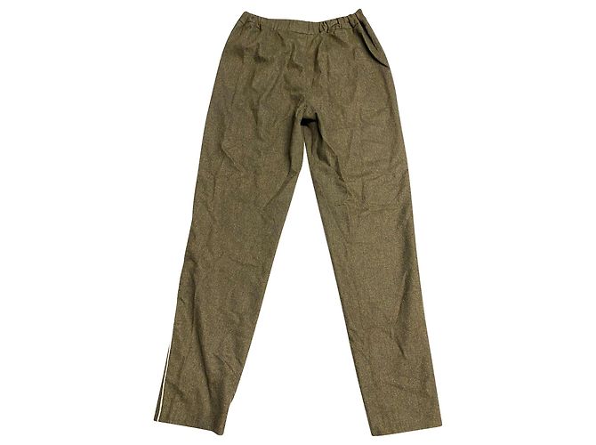 Calça Fendi Tailored com faixa lateral em lã virgem verde - vista 4