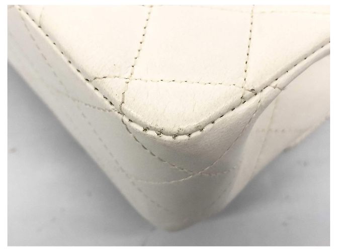 Timeless Borsa Chanel Lined Flap bianca in agnello Bianco Silver hardware - vista 4