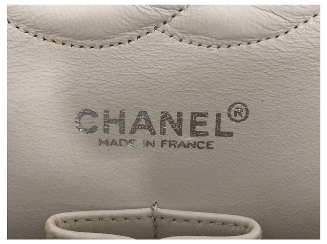 Timeless Borsa Chanel Lined Flap bianca in agnello Bianco Silver hardware - vista 8