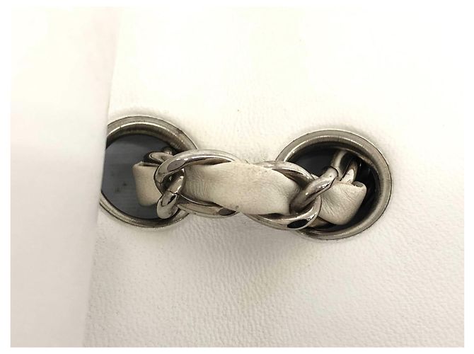 Timeless Borsa Chanel Lined Flap bianca in agnello Bianco Silver hardware - vista 9