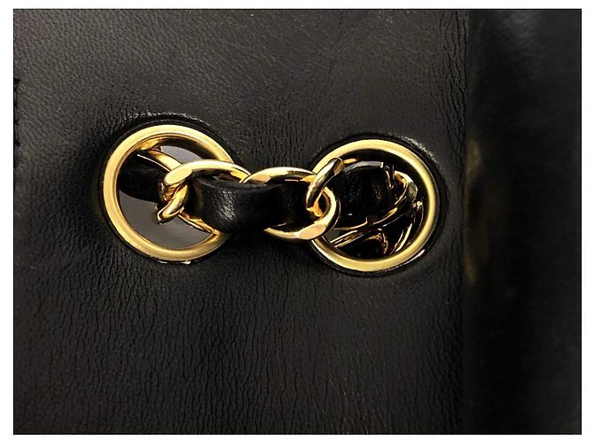 Timeless Borsa Chanel Lined Flap Nera in Pelle d'Agnello con Hardware Oro Nero Gold hardware - vista 8