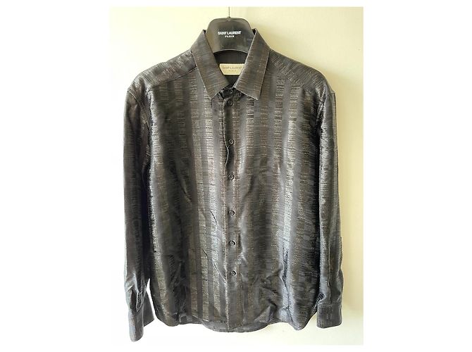 Blusa Saint Laurent (Espalda con hilo plateado) Negro Plata - vista 2