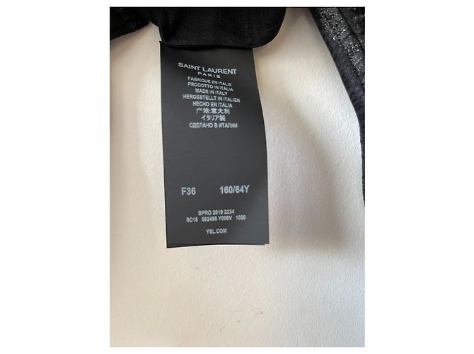 Blusa Saint Laurent (Espalda con hilo plateado) Negro Plata - vista 4