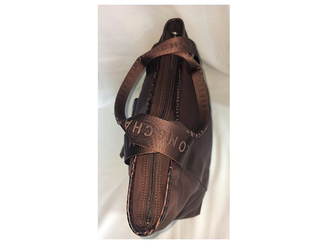 Longchamp Canvas Tragetasche mit Krokodilleder Optik Dunkelbraun - Ansicht 11