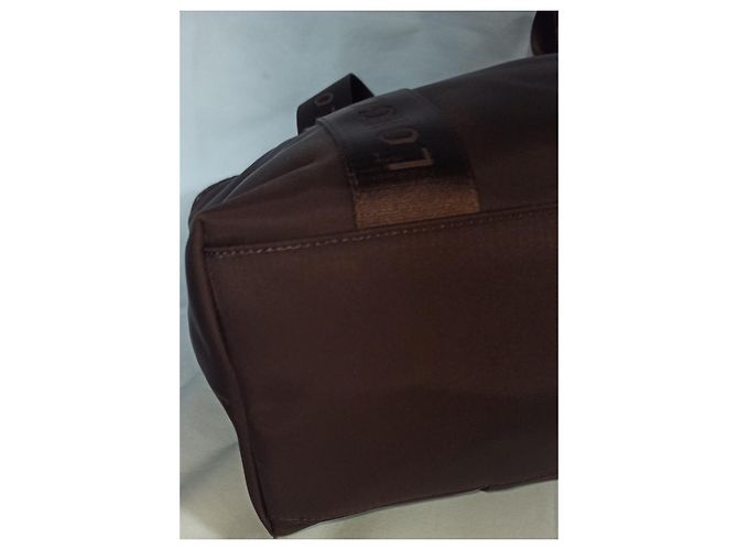 Longchamp Canvas Tragetasche mit Krokodilleder Optik Dunkelbraun - Ansicht 6