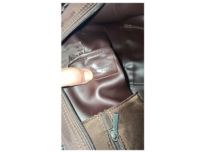 Longchamp Canvas Tragetasche mit Krokodilleder Optik Dunkelbraun - Ansicht 7