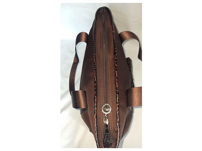 Longchamp Canvas Tragetasche mit Krokodilleder Optik Dunkelbraun - Ansicht 9