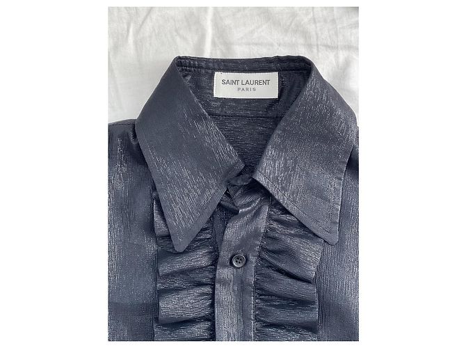Camicia in seta Saint Laurent nera Nero - vista 2