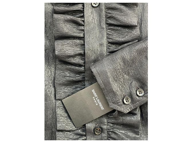 Camicia in seta Saint Laurent nera Nero - vista 3