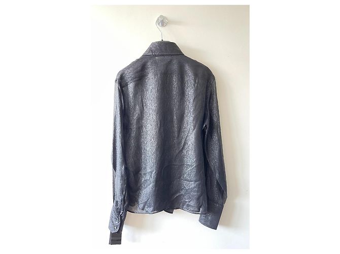 Camicia in seta Saint Laurent nera Nero - vista 4