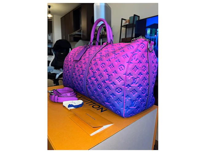 Louis Vuitton Keepall 50 Limited edition Blu Fuschia - vista 2