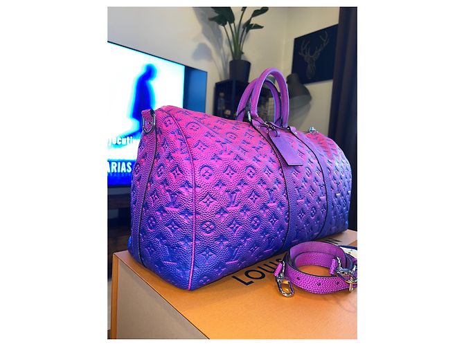 Louis Vuitton Keepall 50 Limited edition Blu Fuschia - vista 3