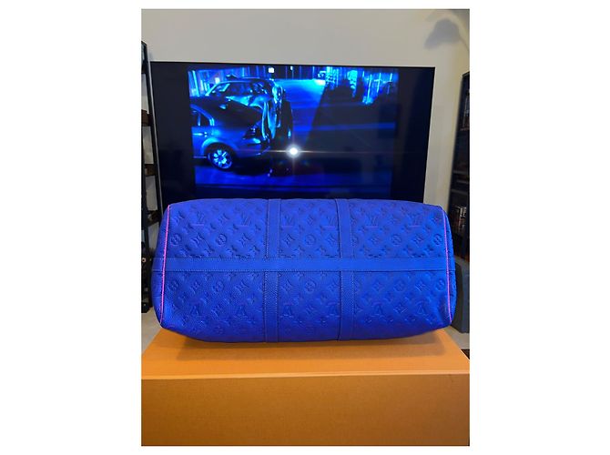 Louis Vuitton Keepall 50 Limited edition Blu Fuschia - vista 4