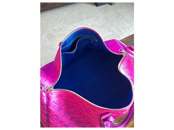 Louis Vuitton Keepall 50 Limited edition Blu Fuschia - vista 7