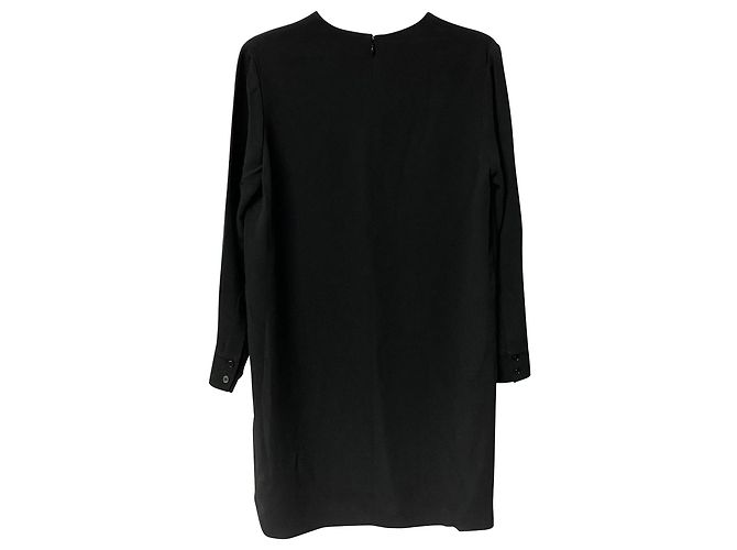 Stella Mc Cartney Stella McCartney Vestido com detalhe de zíper na altura do joelho em seda preta Preto - vista 3