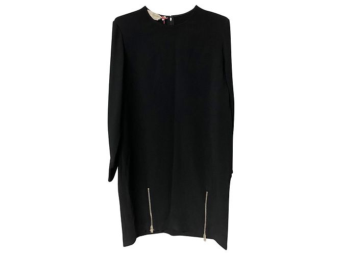 Stella Mc Cartney Stella McCartney Vestido com detalhe de zíper na altura do joelho em seda preta Preto - vista 4