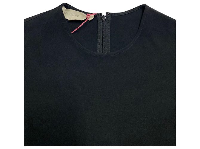 Stella Mc Cartney Stella McCartney Vestido com detalhe de zíper na altura do joelho em seda preta Preto - vista 5