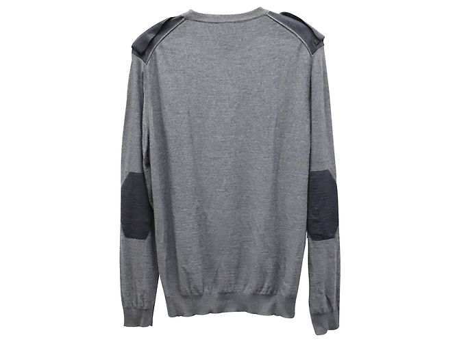 Lanvin Sweater with Epaulettes in Grey Merino Wool - view 2