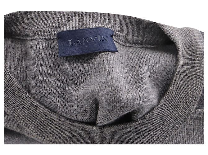 Lanvin Sweater with Epaulettes in Grey Merino Wool - view 3