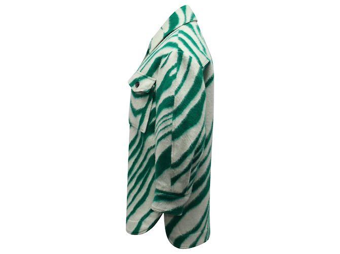 Isabel Marant Harvey Mantel aus grüner Wolle mit Animal-Print - Ansicht 2