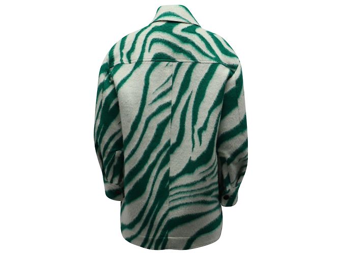 Isabel Marant Harvey Mantel aus grüner Wolle mit Animal-Print - Ansicht 3