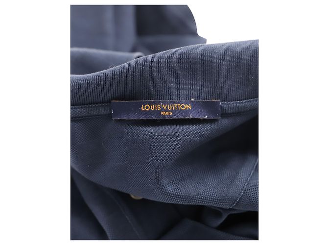 T-shirt Louis Vuitton Half Damier Pocket in cotone blu navy - vista 3