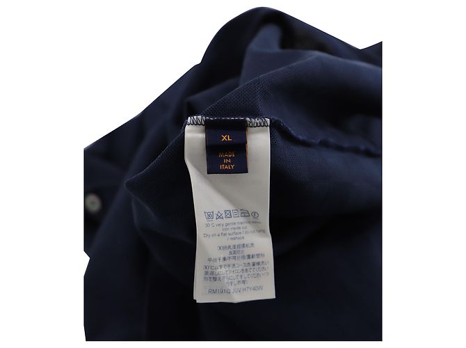 T-shirt Louis Vuitton Half Damier Pocket in cotone blu navy - vista 5