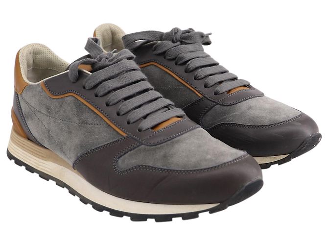 Brunello Cucinelli Sneakers Runner en Cuir Gris - vue 2