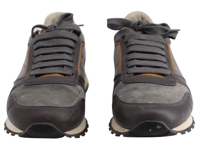 Brunello Cucinelli Sneakers Runner en Cuir Gris - vue 3