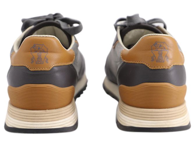 Brunello Cucinelli Sneakers Runner en Cuir Gris - vue 4