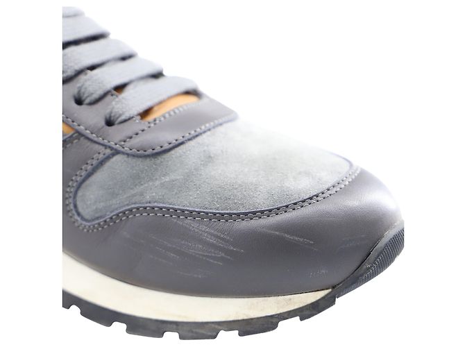 Brunello Cucinelli Sneakers Runner en Cuir Gris - vue 8