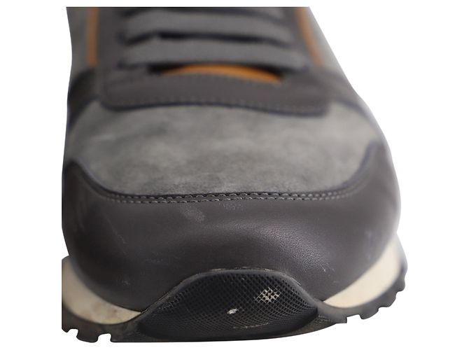Brunello Cucinelli Sneakers Runner en Cuir Gris - vue 9