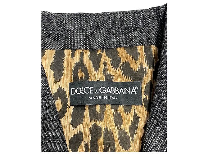 Blazer forro estampado de leopardo Dolce & Gabbana em lã cinza - vista 4