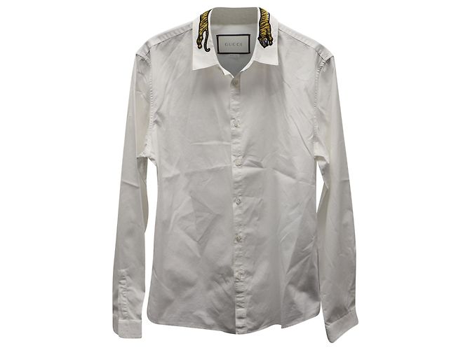 Camisa Oxford de Algodón Blanco con Apliques Duke de Gucci - vista 4