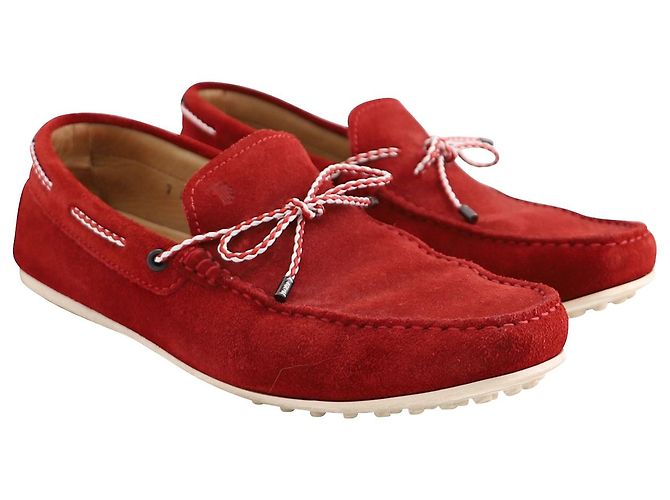 Mocassini Tod's Driving Mocassini in Scamosciato Rosso - vista 2