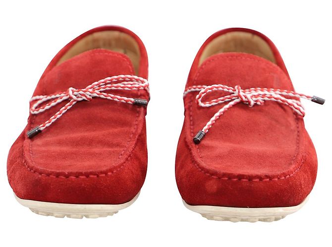 Mocassini Tod's Driving Mocassini in Scamosciato Rosso - vista 3