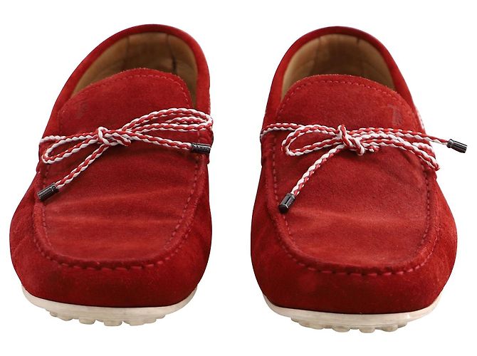 Mocassini Tod's Driving Mocassini in Scamosciato Rosso - vista 4