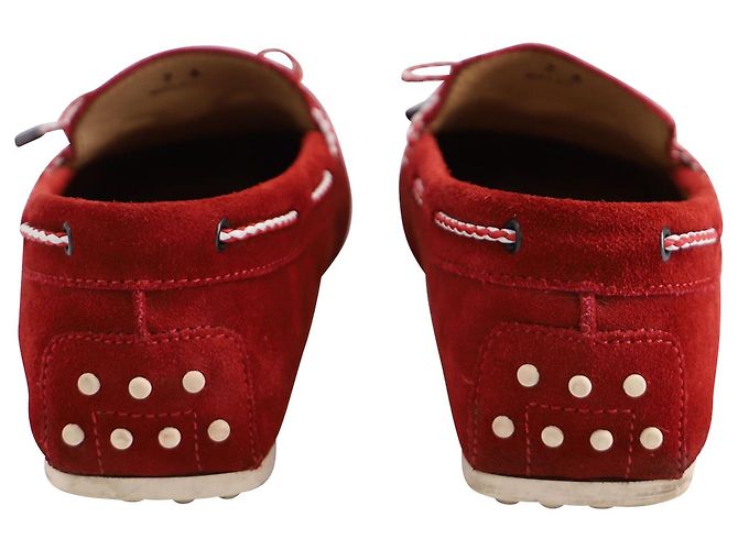 Mocassini Tod's Driving Mocassini in Scamosciato Rosso - vista 5