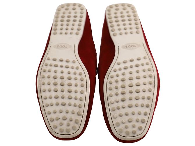 Mocassini Tod's Driving Mocassini in Scamosciato Rosso - vista 7