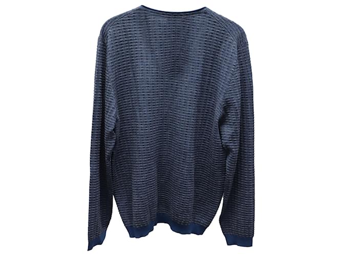 Fendi Strickpullover mit V-Ausschnitt aus blauer Wolle - Ansicht 2