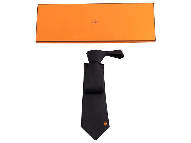 Hermès Ermete 7 Cravatta La Clef du Bonheur in seta nera Nero - vista 5