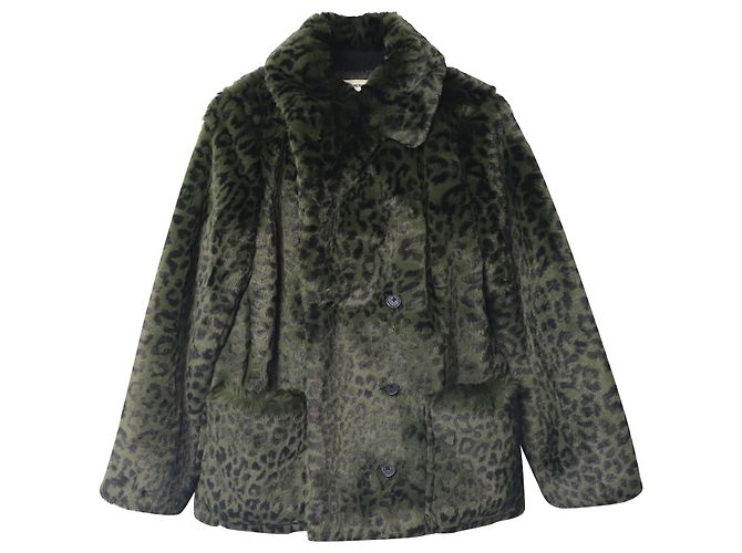Abrigo de piel sintética con estampado de leopardo en poliéster verde de Zadig & Voltaire - vista 4