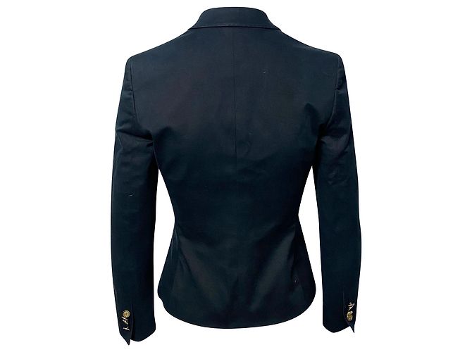 Dolce & Gabbana Dolce And Gabbana Gefütterter Blazer mit Leopardenmuster aus marineblauer Baumwolle - Ansicht 2